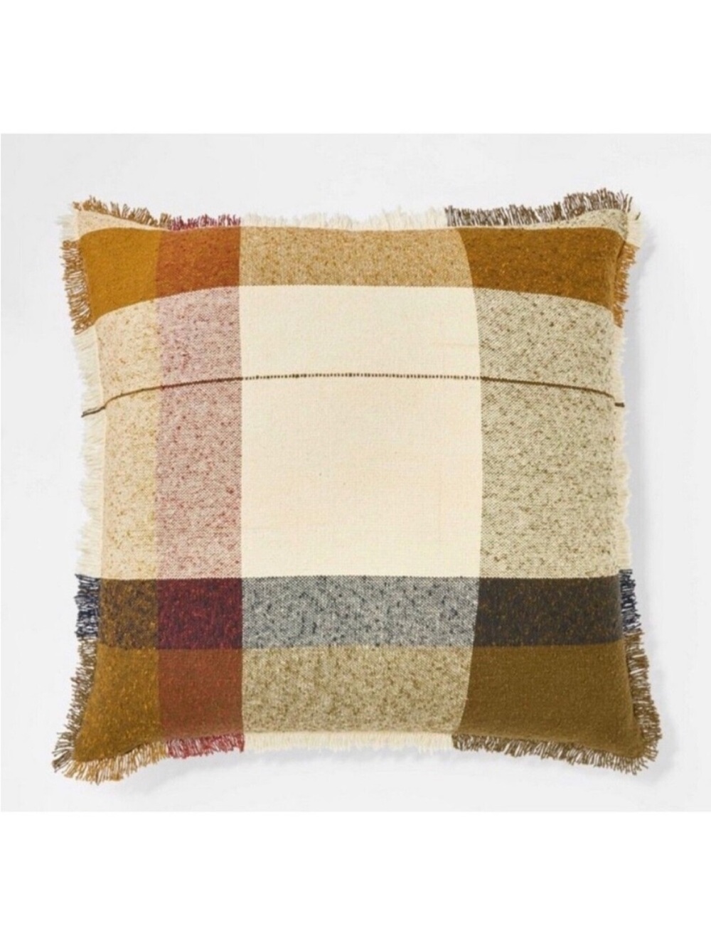 COPY - Threshold w/Studio McGee 24” x 24” Woven Plaid Accent Pillow with fringe…